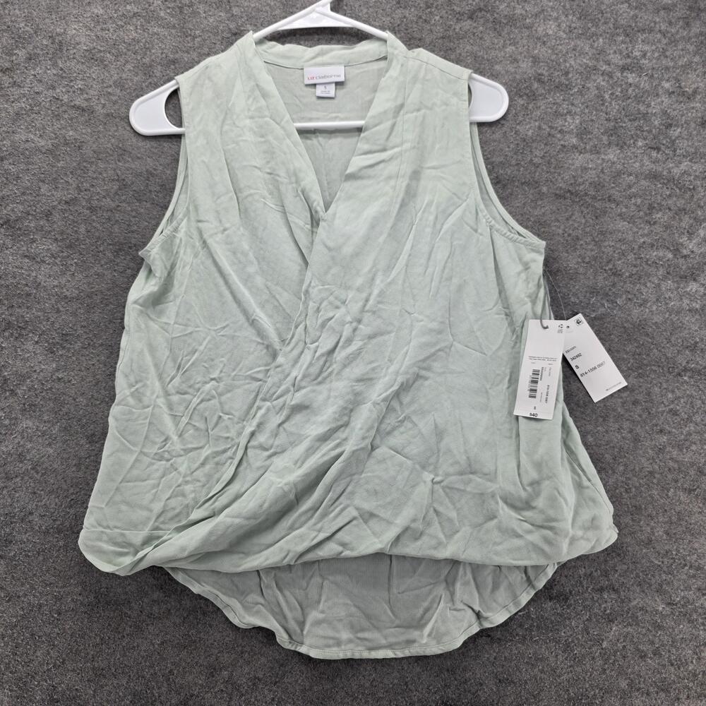 Liz Claiborne Shirt Womens Small Sea Green Sleeveless Surplice Wrap Jacquard